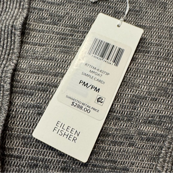 Eileen Fisher Oat Simple Cardigan Tencel Organic Cotton Petite Medium NWT $288 - Picture 11 of 12